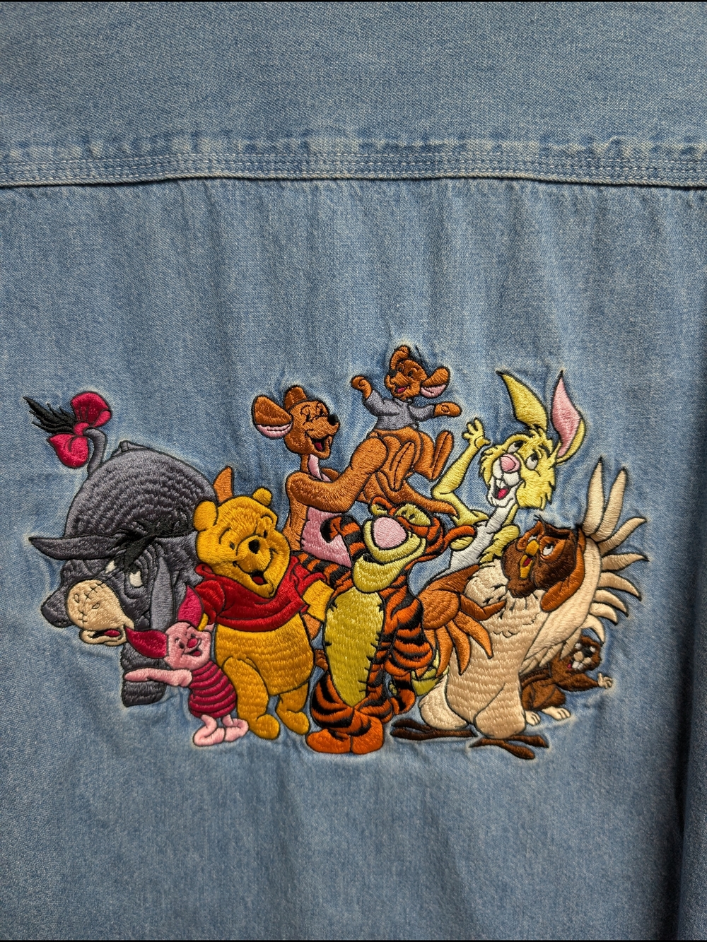 Vintage Disney Embroidered Winnie the Pooh and Friends Denim Button Down, Medium - Picture 2 of 4